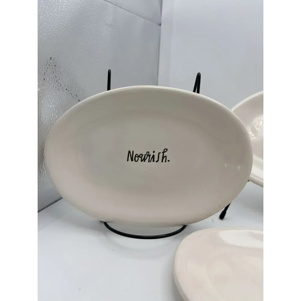 Rae Dunn Oval Snack Plates 8